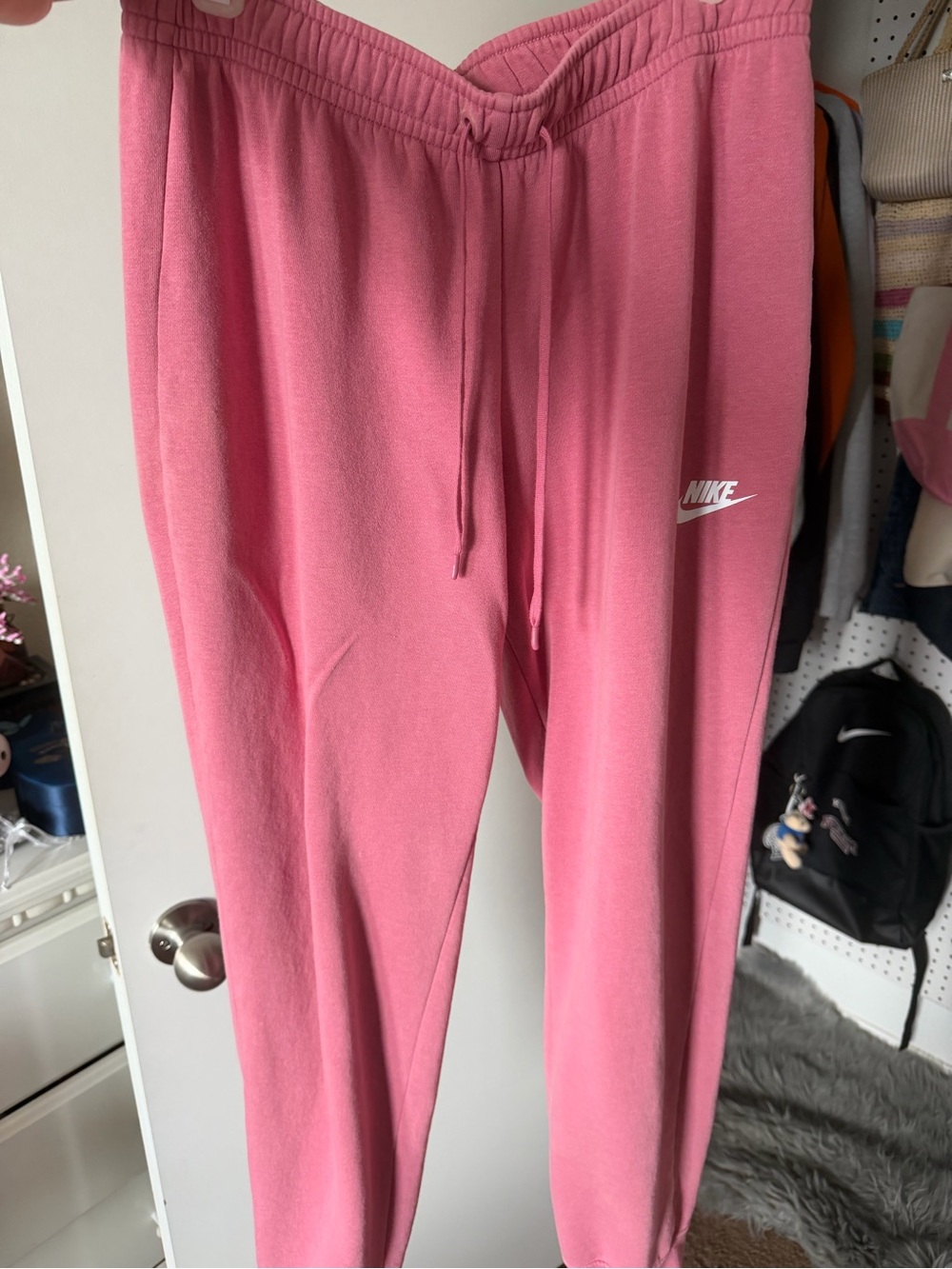 Nike Pink Women's Fleece Joggers with White Logo